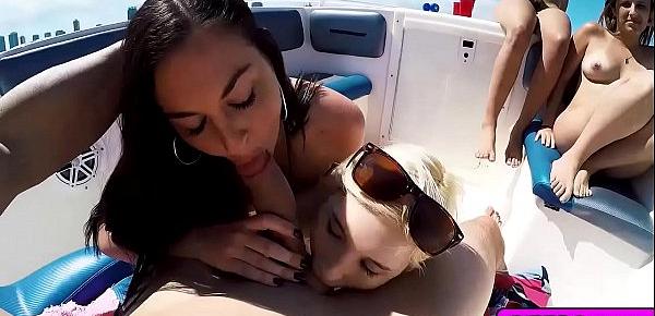  Gorgeous bikini babes got wild on a boat fuck